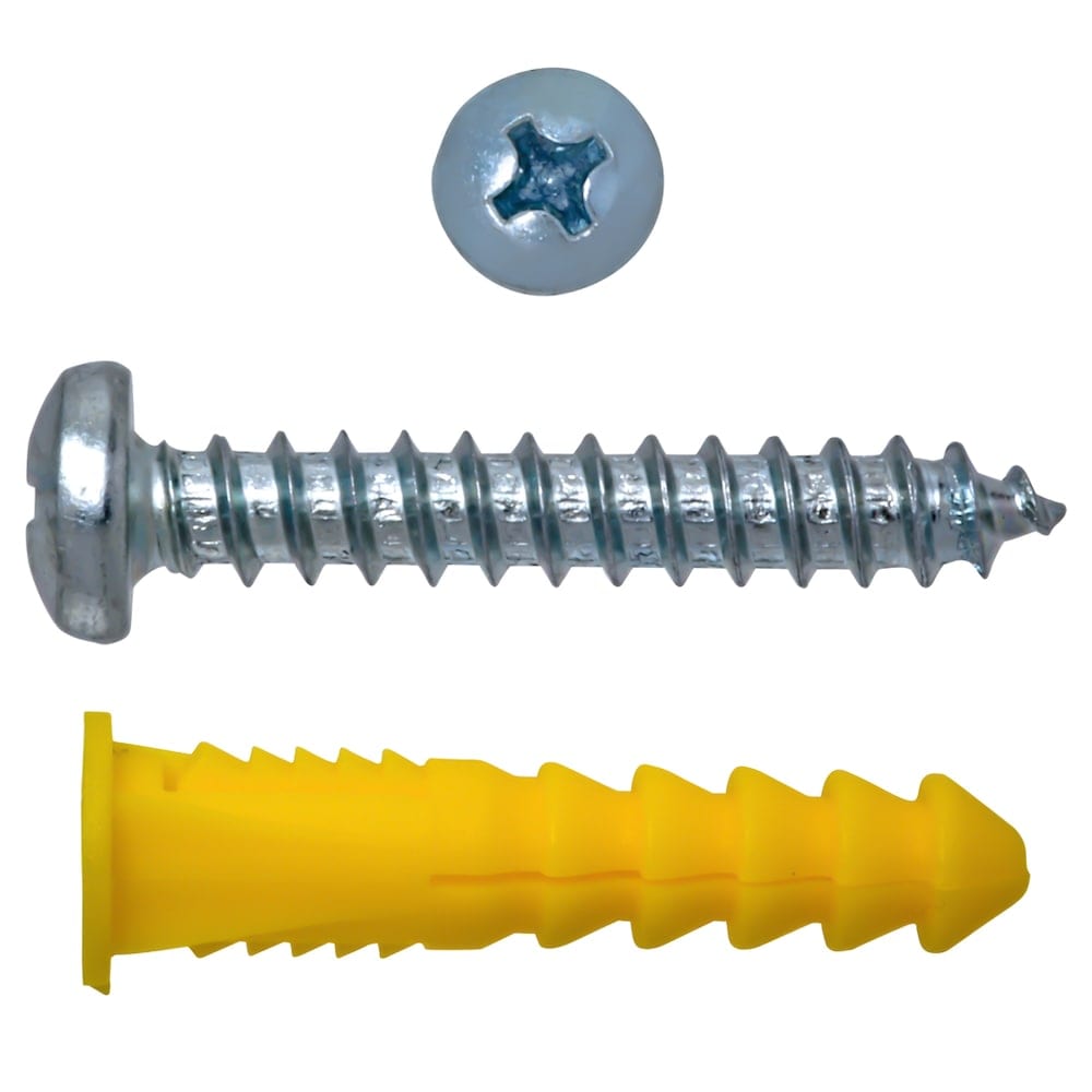 8-12x1-1/4-inch Yellow Plastic Anchors with Screws - 10pc