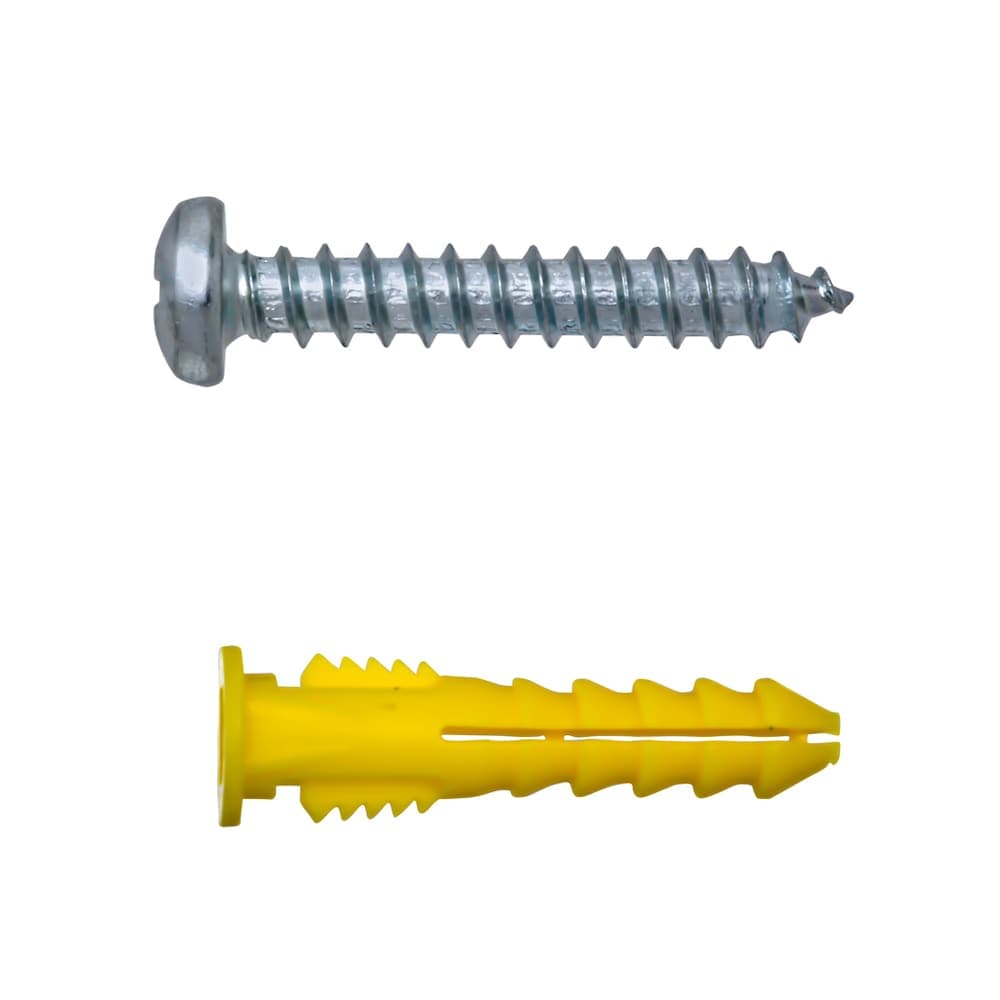 Ancrages en plastique jaune 12-14x1-1/2 pouces avec vis-8 pièces