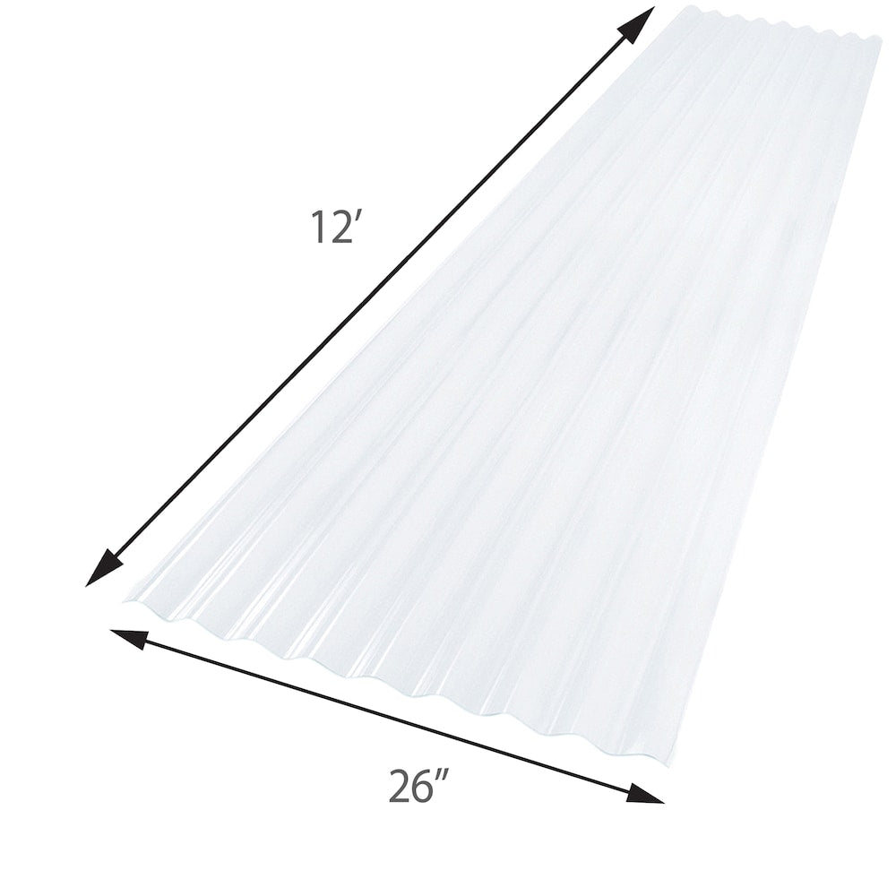 26 in. x 12 ft. Corrugated PVC Roof Panel in Clear