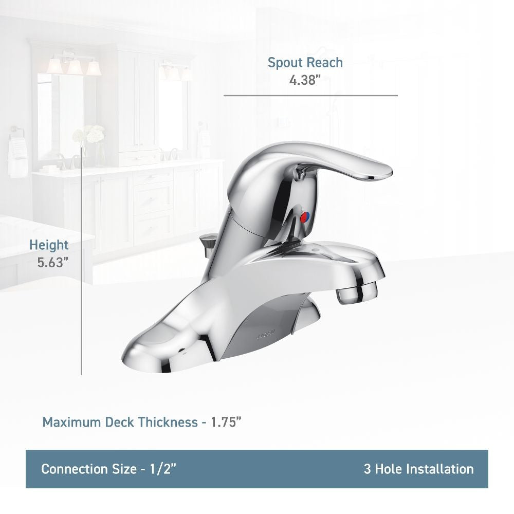 Adler 4-inch Centerset Single Handle Bathroom Sink Faucet/Tap in Chrome (Drain and Valve Included)