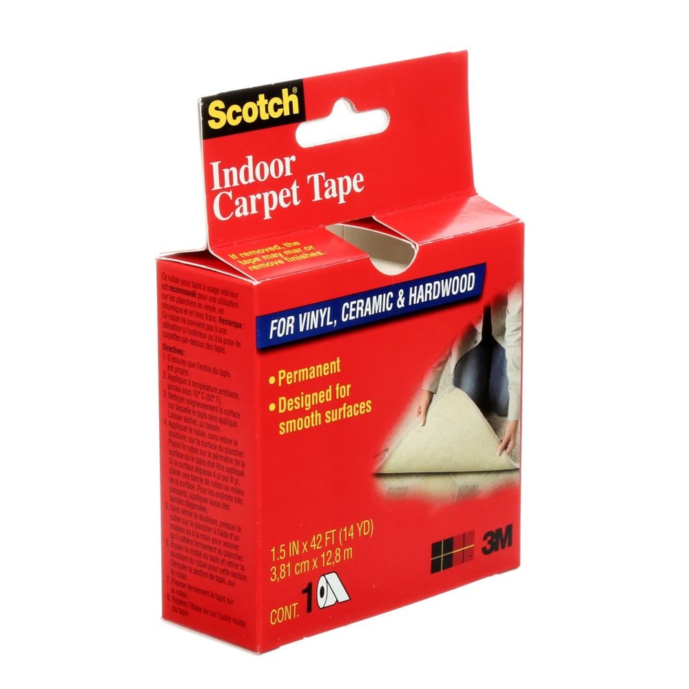 Double-Sided Carpet Tape CT2010, Clear, 1.5 in x 42 ft (38.1 mm x 12.8 m)