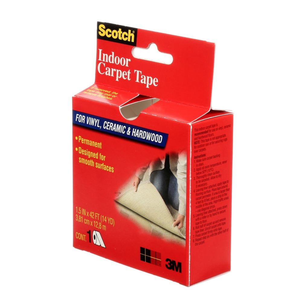 Double-Sided Carpet Tape CT2010, Clear, 1.5 in x 42 ft (38.1 mm x 12.8 m)
