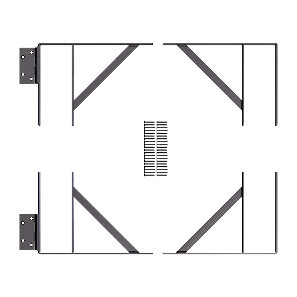Heavy-Duty Steel Fence Gate Bracket Kit in Matte Black (Fits Gates 26-Inch to 60-Inch W, 72-Inch H)