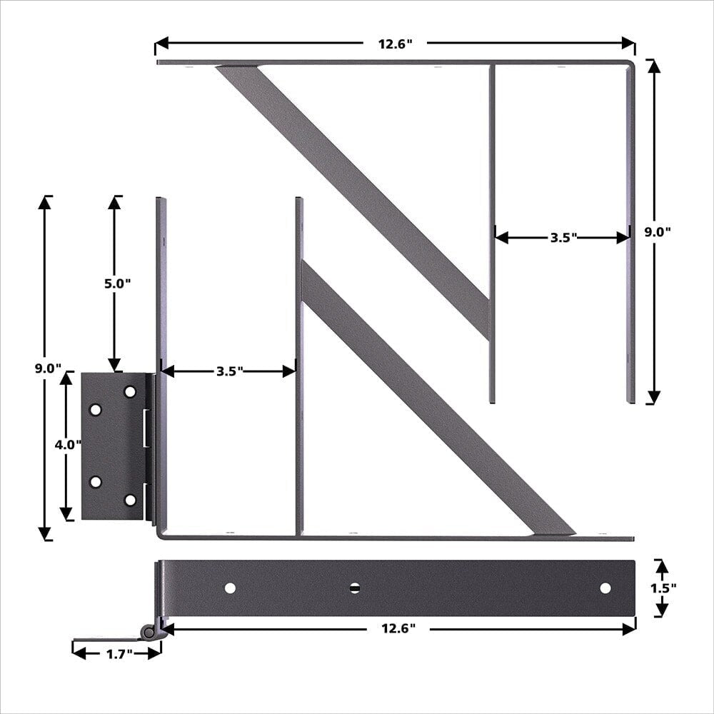 Heavy-Duty Steel Fence Gate Bracket Kit in Matte Black (Fits Gates 26-Inch to 60-Inch W, 72-Inch H)
