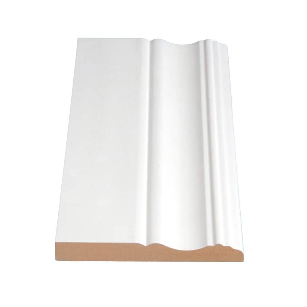 1/2-inch x 4 1/8-inch x (14ft max)  Colonial MDF Primed  Baseboard Moulding