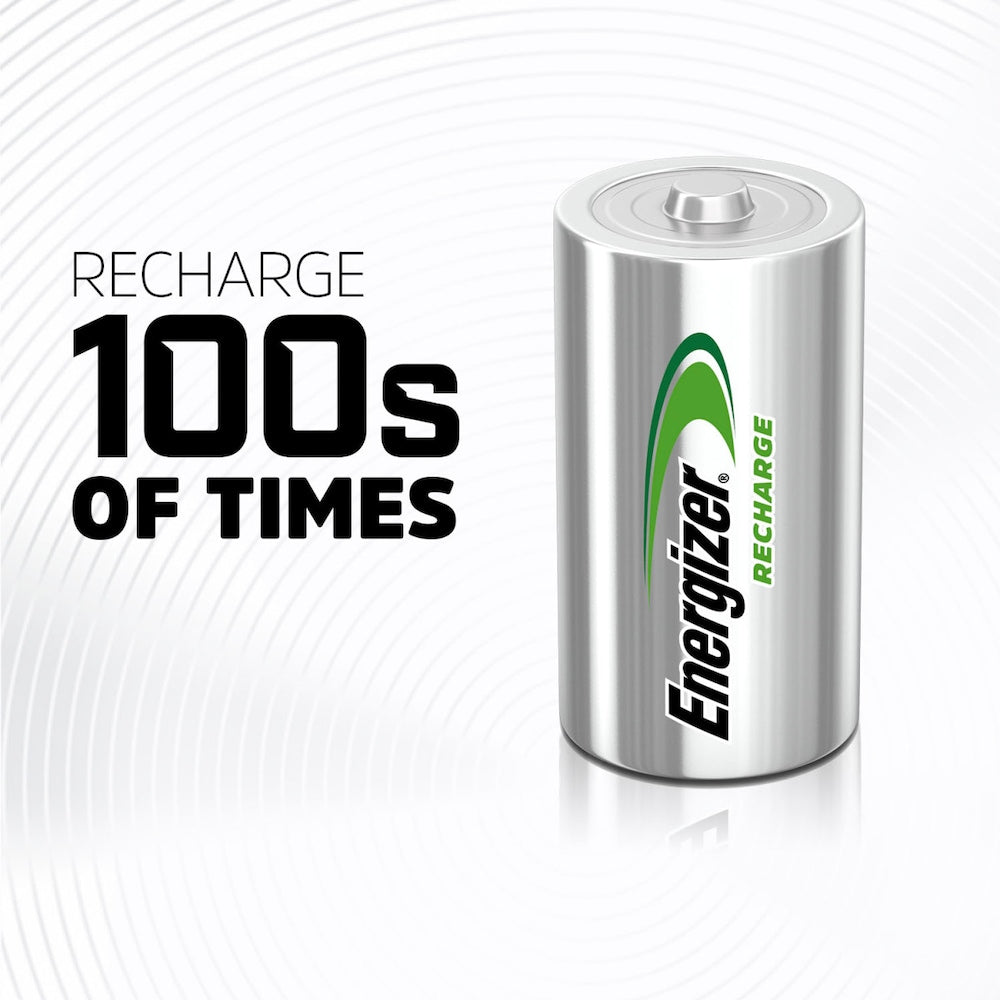 Piles rechargeables universelles Energizer Recharge C (paquet de 2), piles C