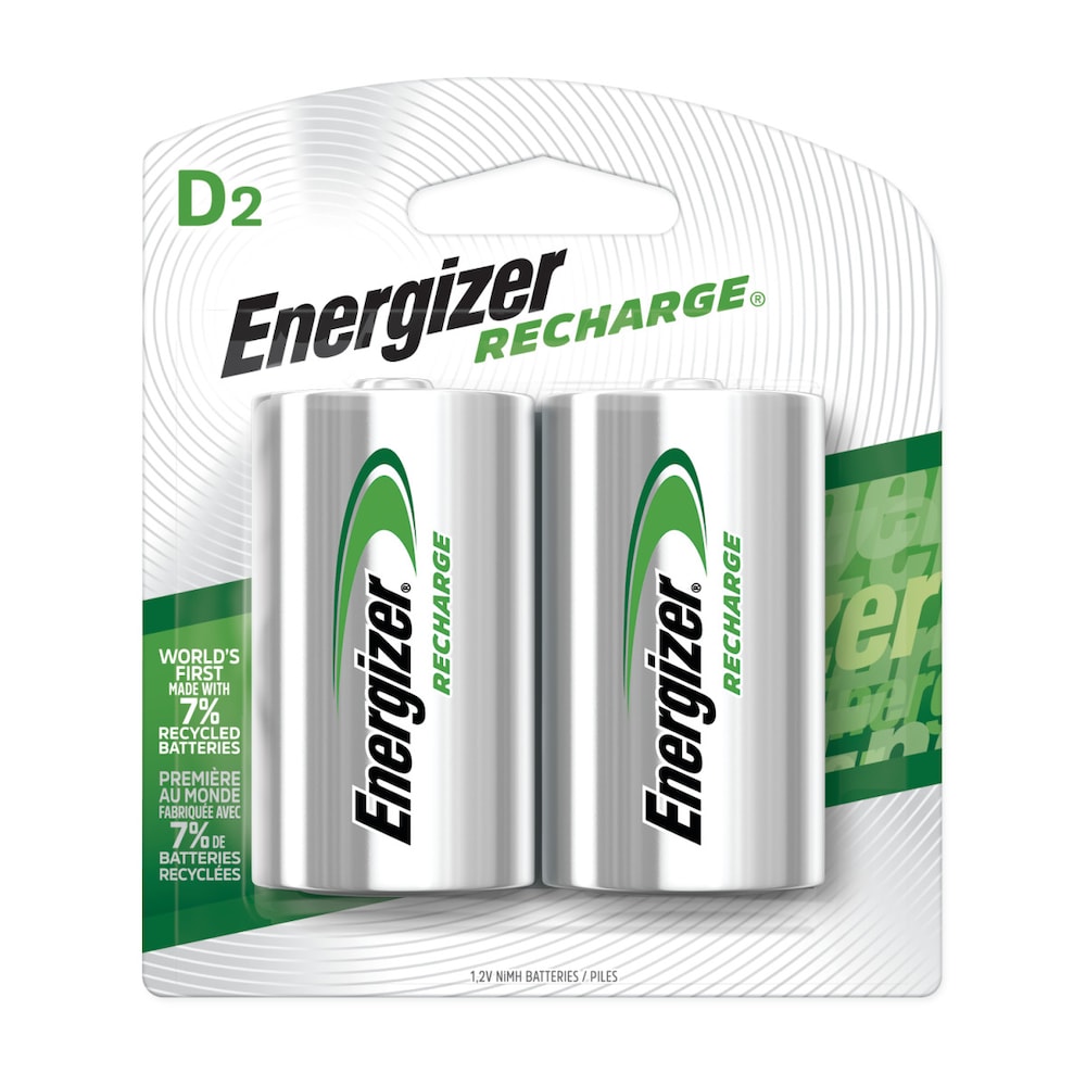 Piles rechargeables universelles Energizer Recharge D (paquet de 2), piles D