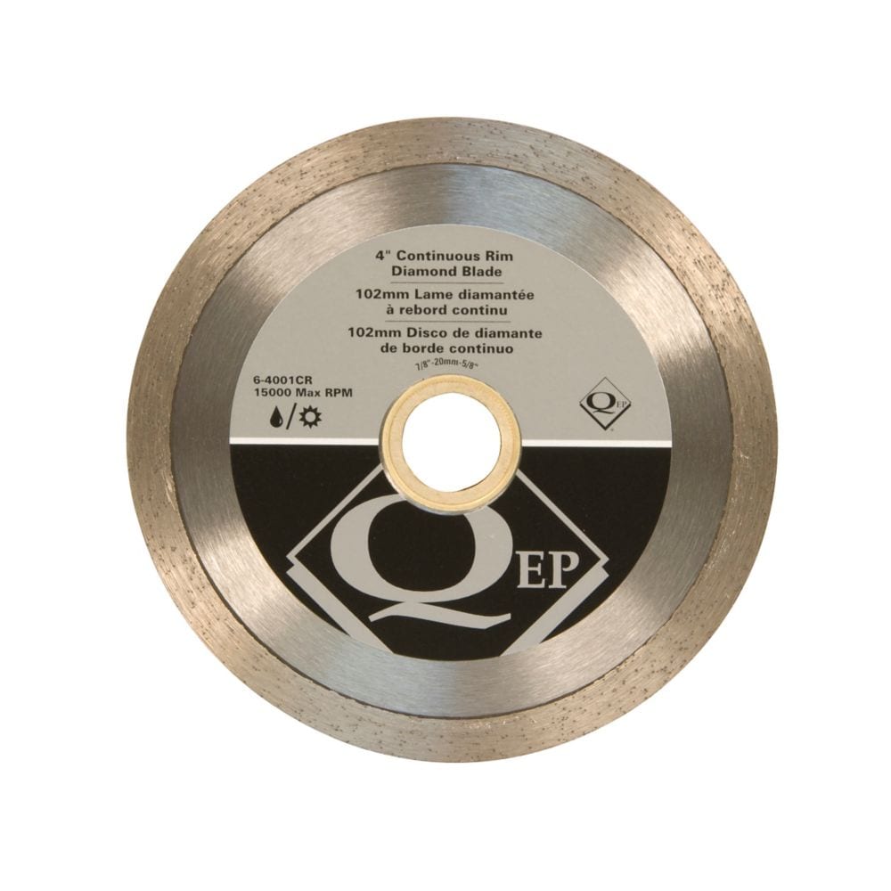 4 in. Diameter Continuous Rim Diamond Tile Saw Blade 7/8-5/8 in. Arbor for Wet/Dry Cutting