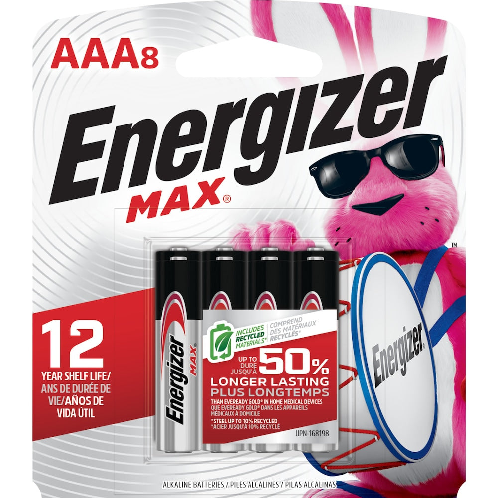 Piles AAA Energizer MAX (paquet de 8), piles alcalines triple A