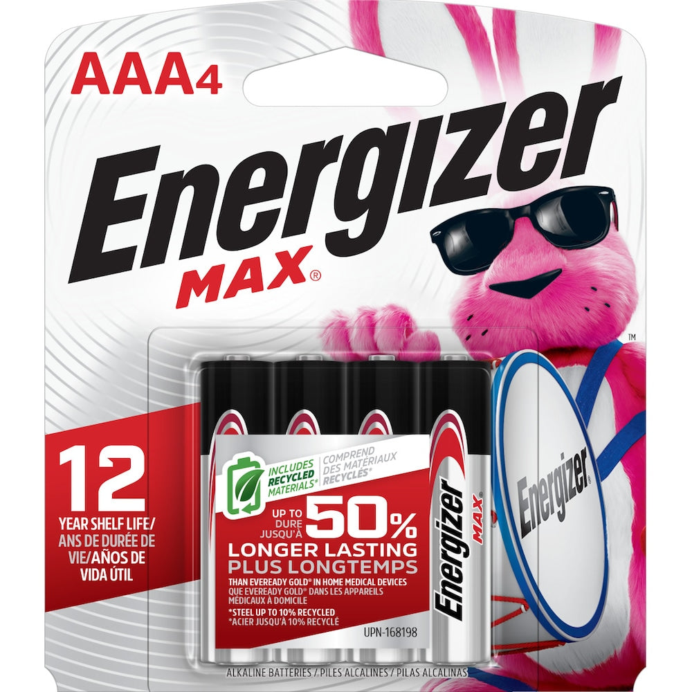 Piles AAA Energizer MAX (paquet de 4), piles alcalines Triple A