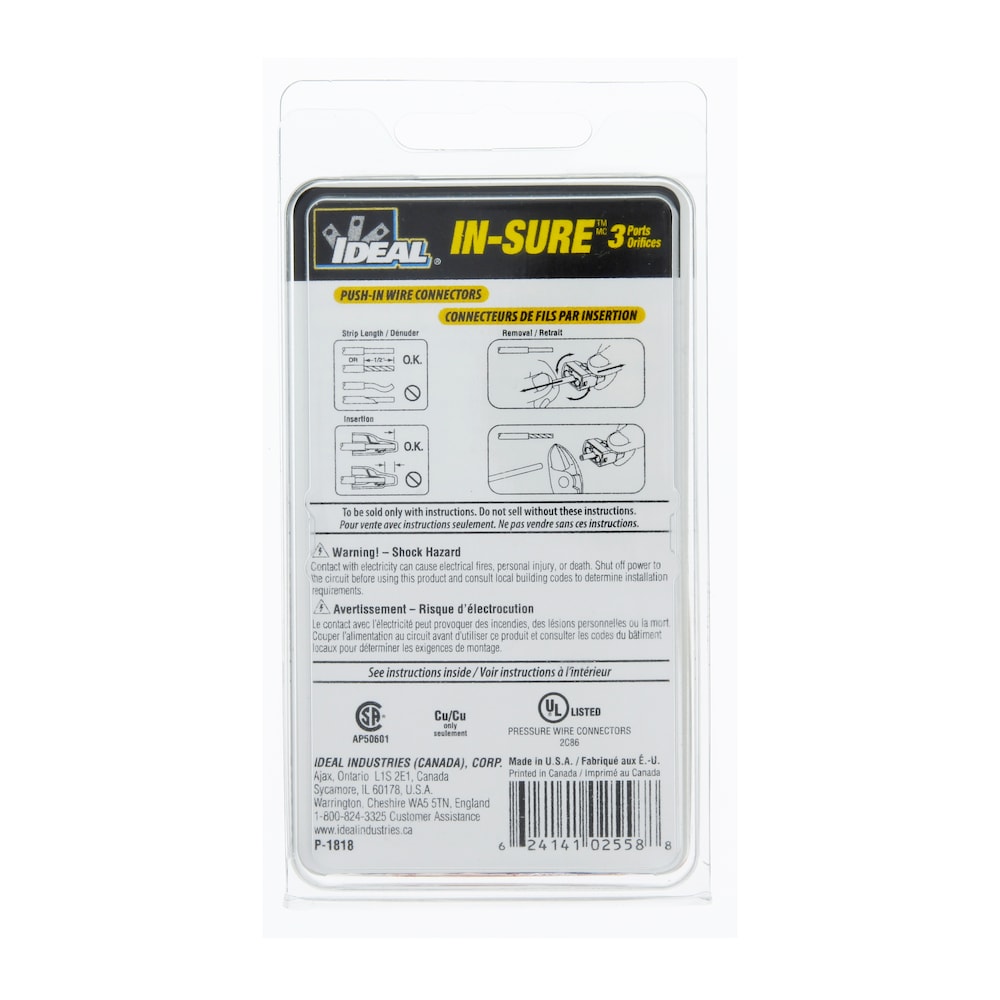 Connecteurs de fils enfichables In-Sure® à 3 ports (paquet de 10)