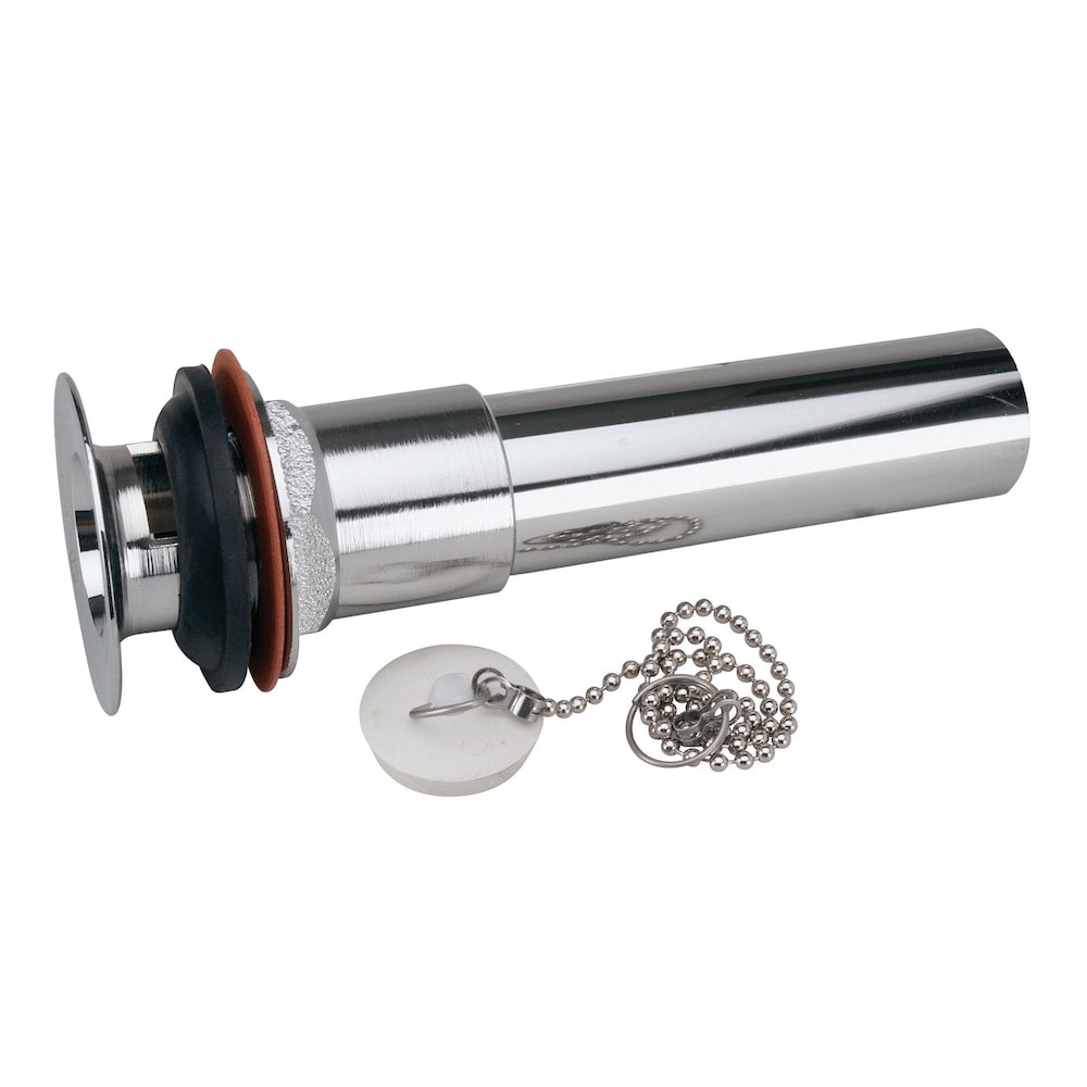 Metal Drain with Rubber Stopper 8-inch