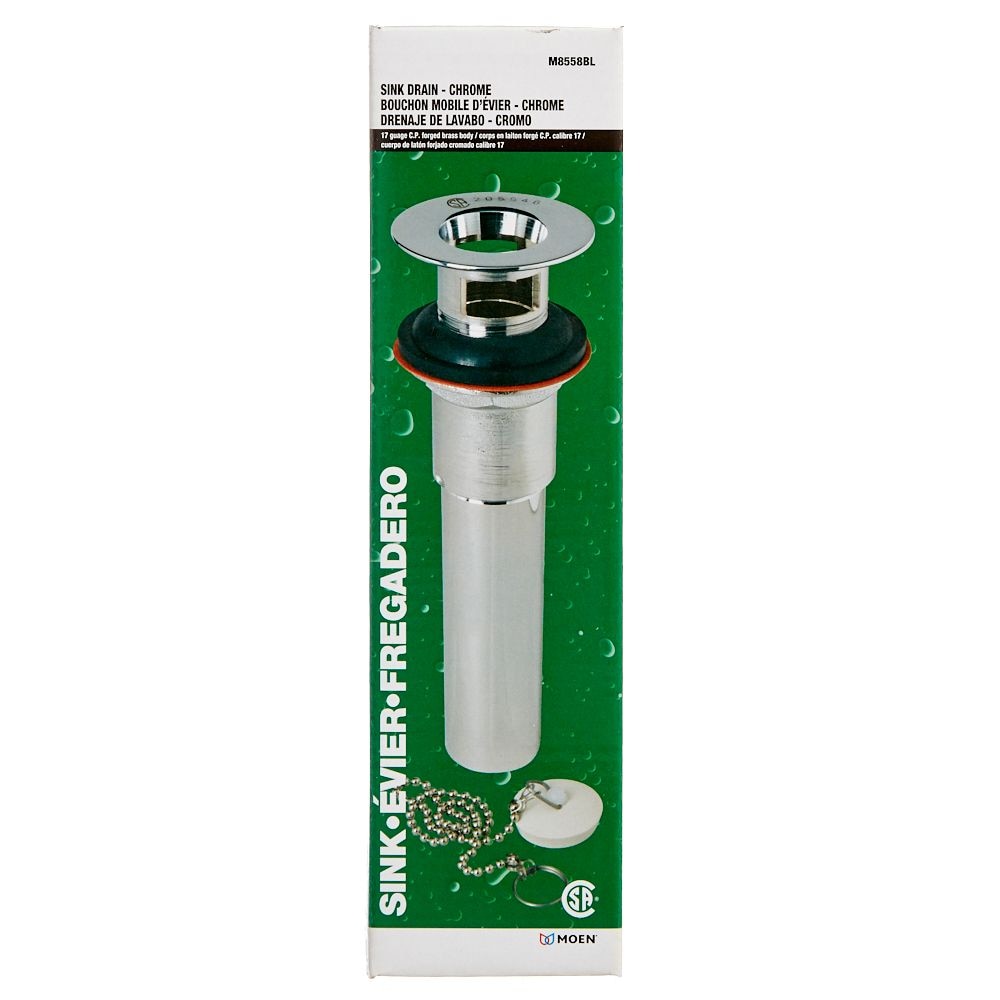 Metal Drain with Rubber Stopper 8-inch