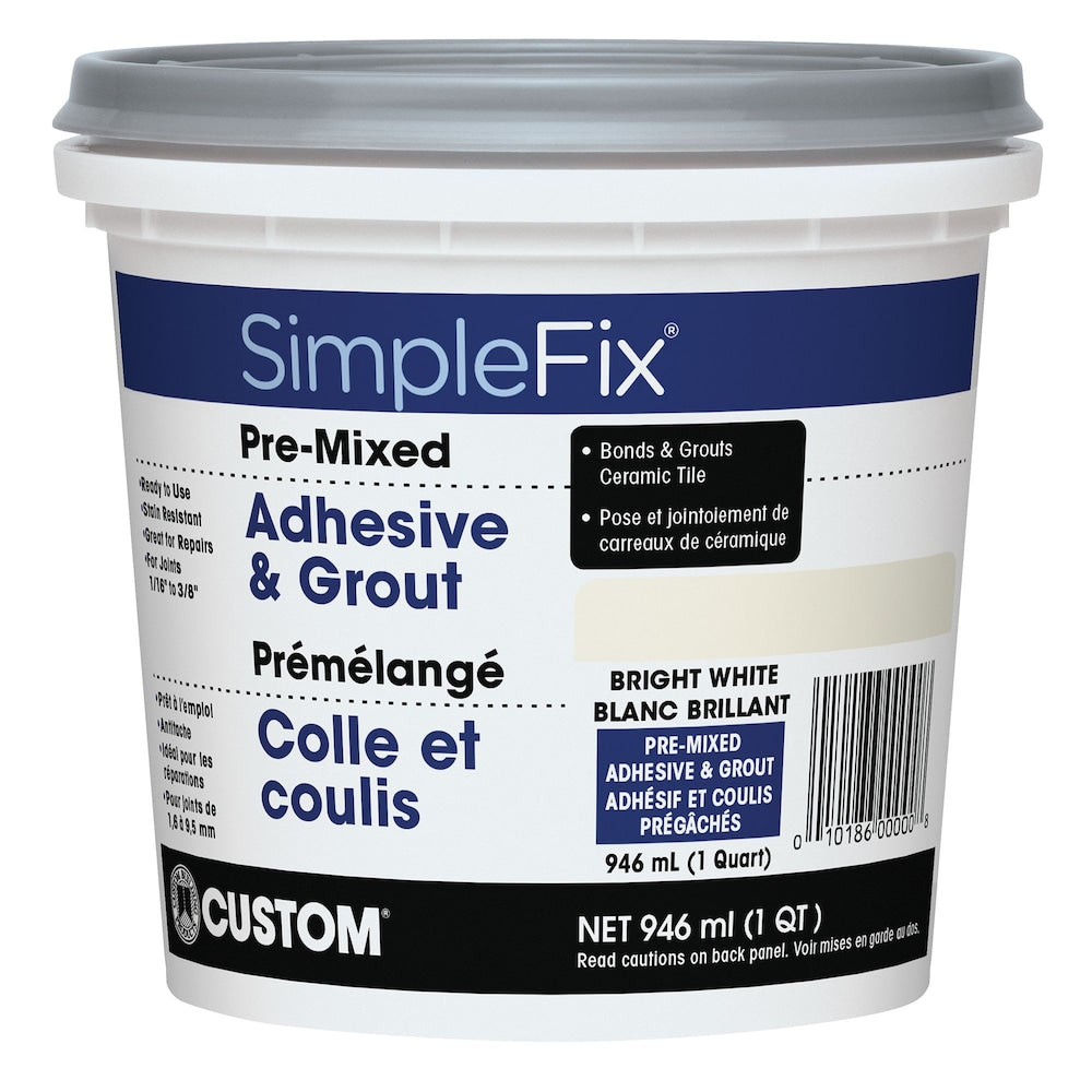 SimpleFix White 1 Qt. Pre-Mixed Adhesive and Grout