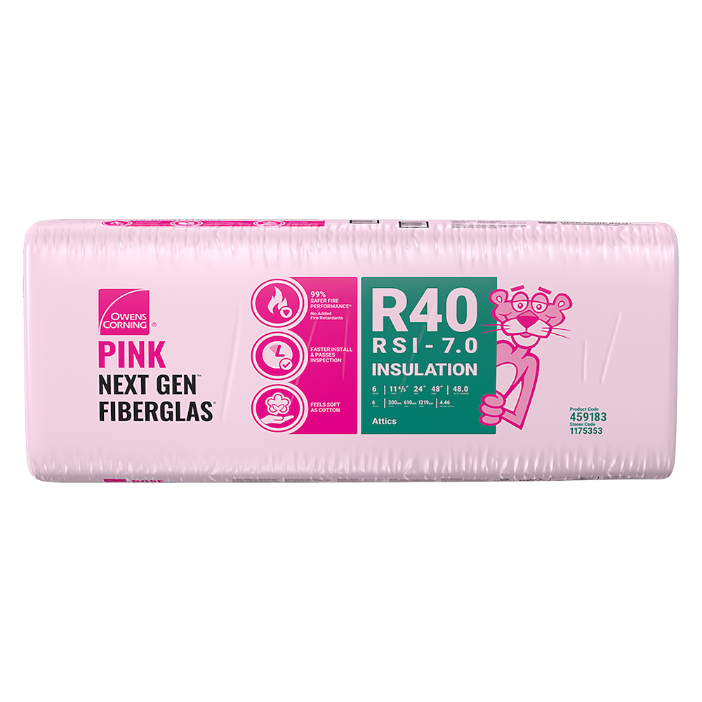 Isolant FIBERGLAS NEXT GEN R-40 ROSE 24 pouces x 48 pouces x 11 pouces (48 pieds carrés)