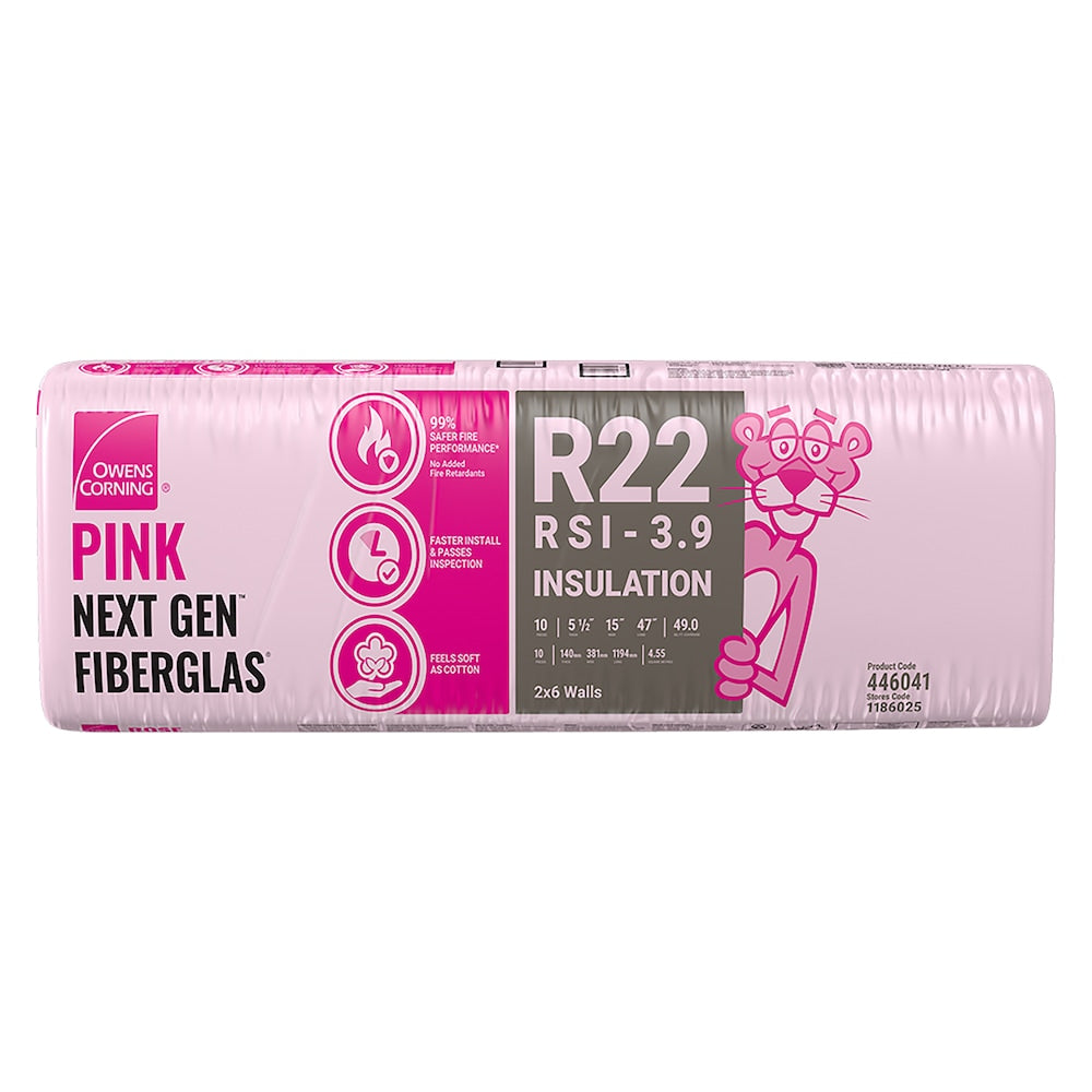 Isolant FIBERGLAS NEXT GEN R-22 ROSE 15 pouces x 47 pouces x 5,5 pouces (49,0 pieds carrés)