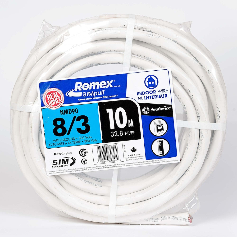8/3 NMD90 10M Romex SIMpull Electrical Wire - White