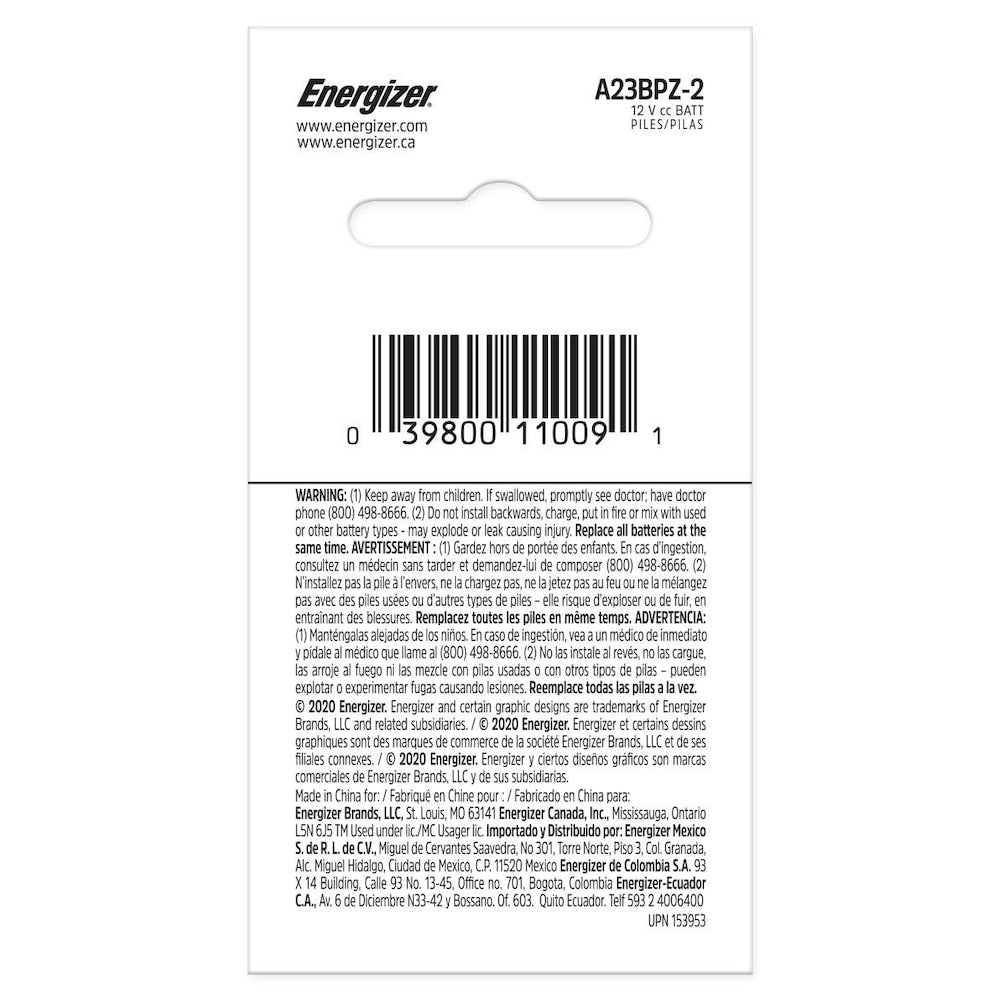 Piles Energizer A23, lot de 2