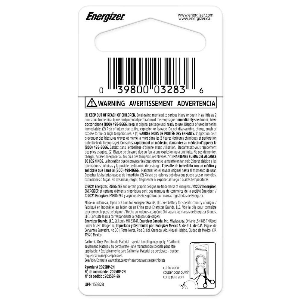 2025 Lithium Coin Battery, 2 Pack