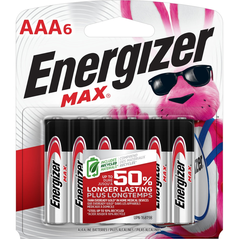 Piles AAA Energizer MAX (paquet de 6), piles alcalines triple A