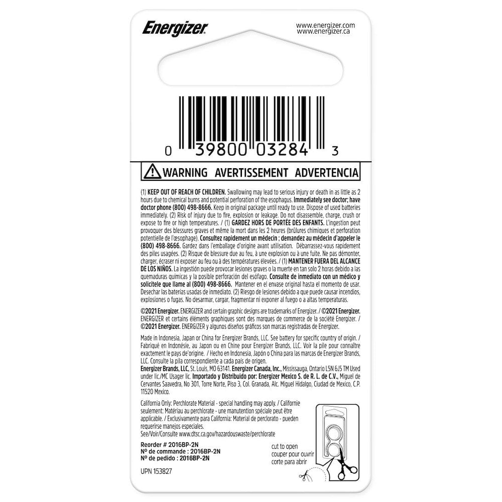 2016 Lithium Coin Battery, 2 Pack