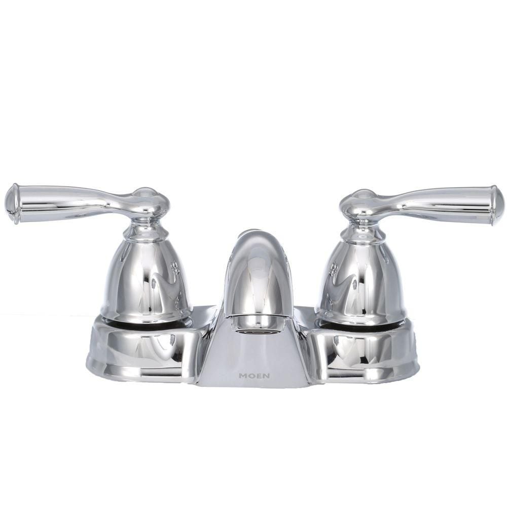 Robinet de lavabo de salle de bain central Banbury à 2 poignées de 4 pouces en chrome (vidange et valve incluses)