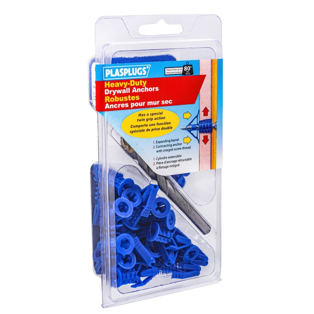 PLASPLUGS #8 Heavy Duty Drywall Anchors - 40pcs