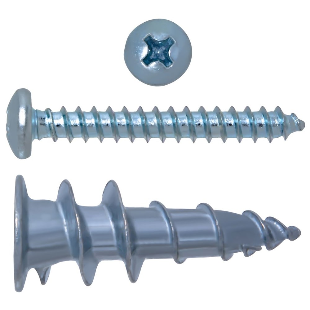 Stud Solver #8 Self-Drilling Zinc Drywall Anchors with Screws, Medium Duty - 100pcs