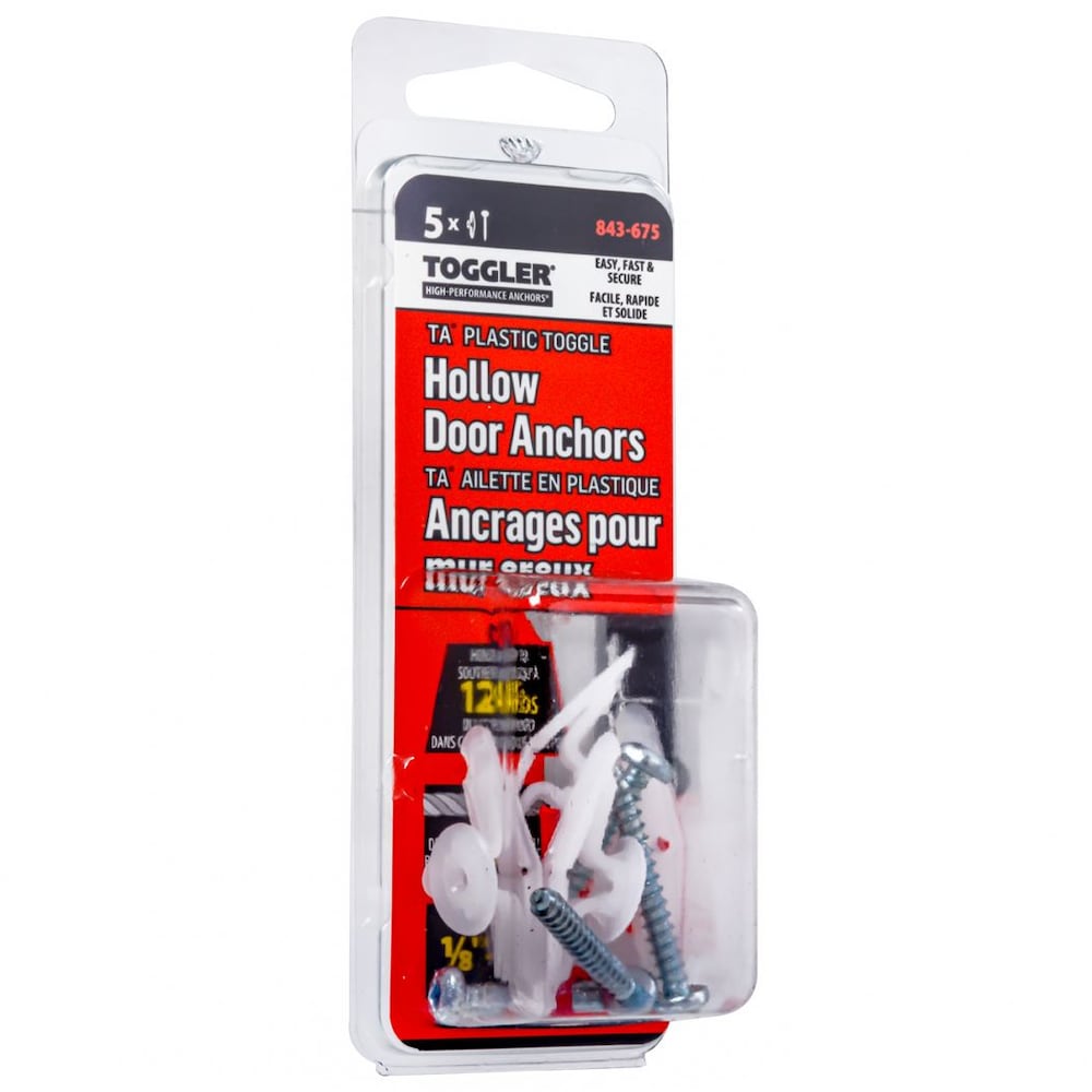 Toggler TA Plastic Toggle 1/8-1/4-inch Hollow Wall Anchors -5pcs
