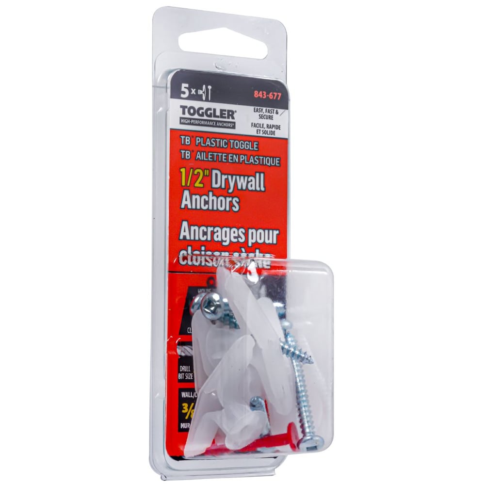 Toggler TA Plastic Toggle 3/8-1/2-inch Hollow Wall Anchors -5pcs