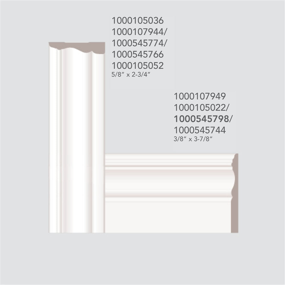3/8-inch x 3 7/8-inch x 96-inch Colonial MDF Painted Decosmart  Baseboard Moulding