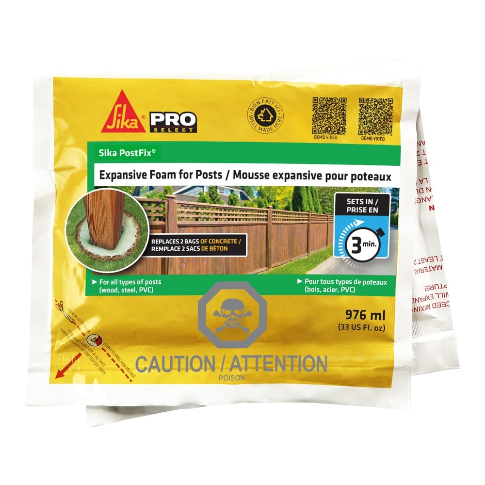 Sika Post Fix, 976 ml, mousse expansive idéale pour les clôtures et les poteaux de portail - Pochette légère en deux parties