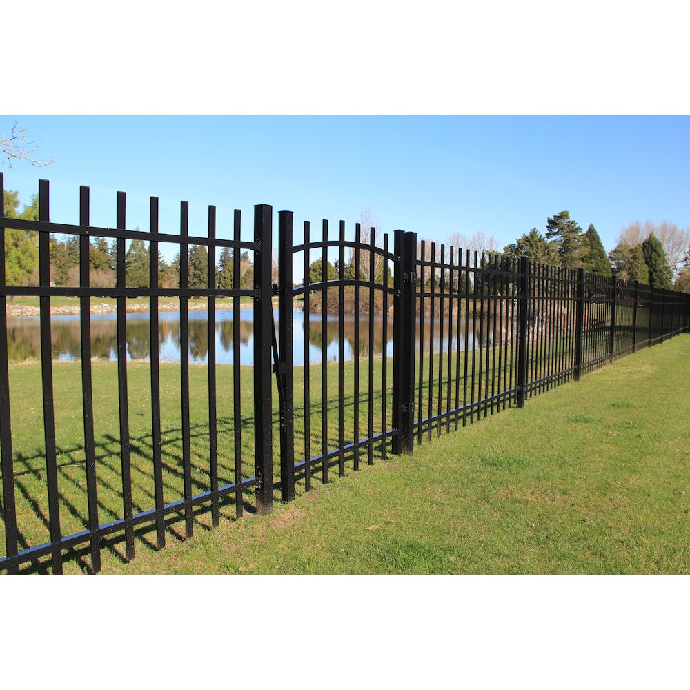 AquatinePLUS 4 ft. H Aluminum Metal Soft Surface Fence Post in Black for Pool Fencing