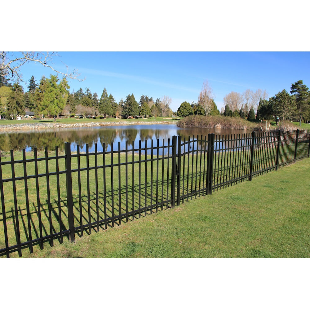 AquatinePLUS 4 ft. H Aluminum Metal Soft Surface Fence Post in Black for Pool Fencing