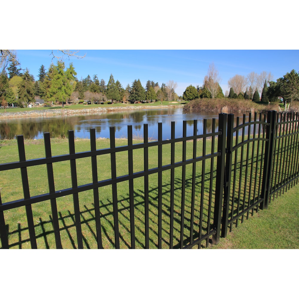 AquatinePLUS 4 ft. H Aluminum Metal Soft Surface Fence Post in Black for Pool Fencing