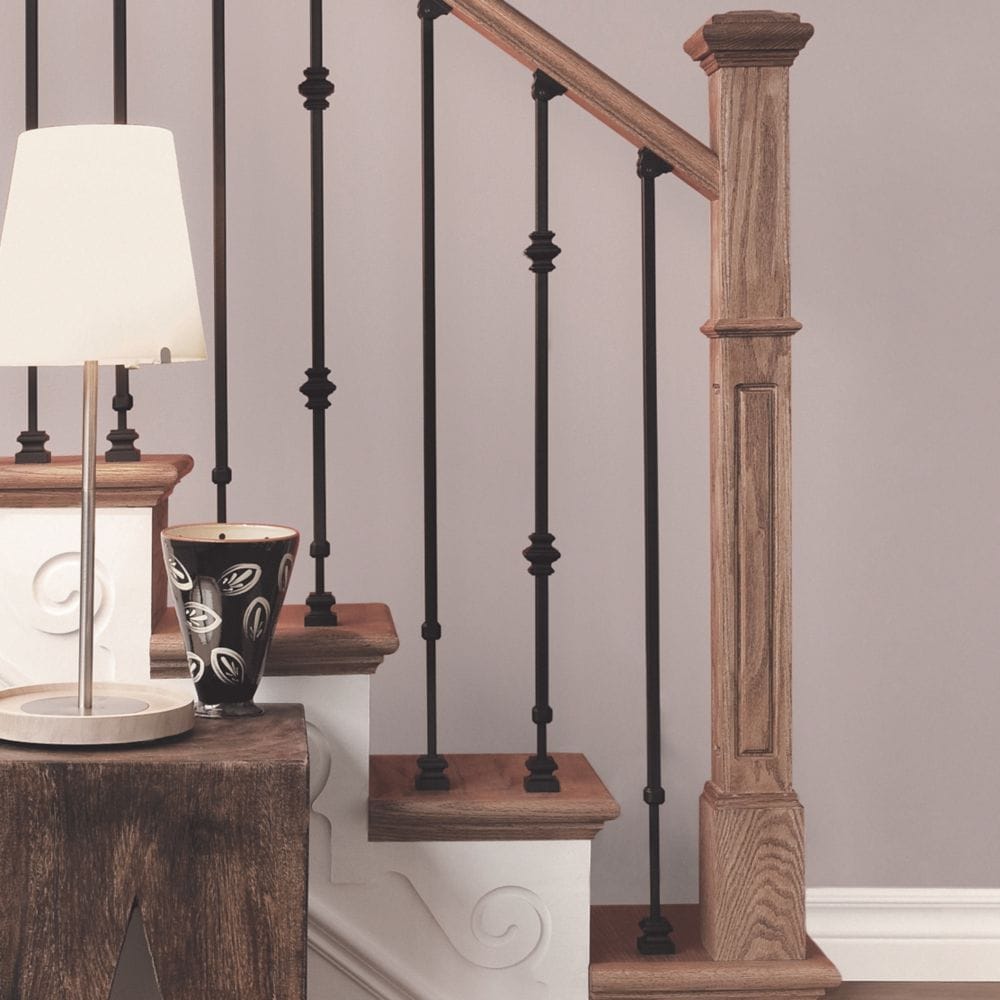 30 1/4-inch to 38-inch Satin Black Adjustable Wrought Iron Plain Baluster