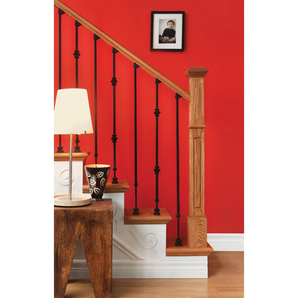 Balustre simple réglable en fer forgé noir satiné de 30 1/4 po à 38 po