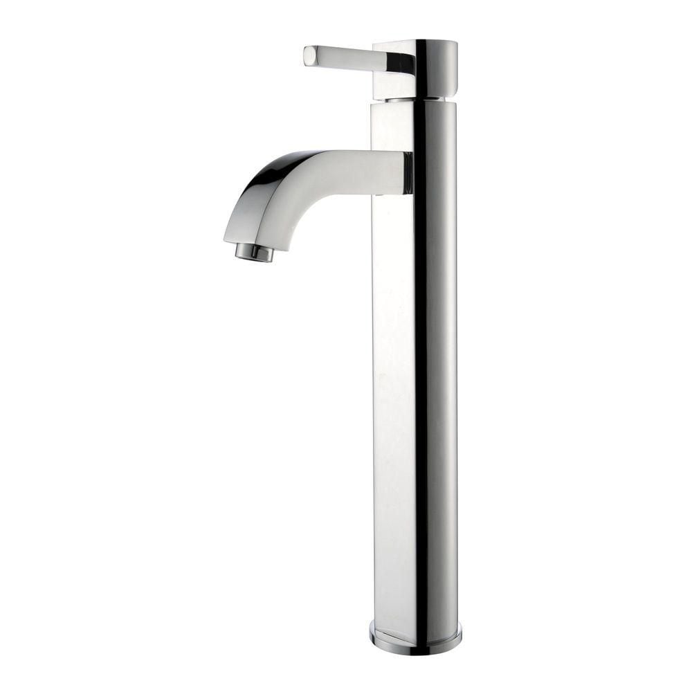 Robinet de salle de bain à arc élevé à 1 poignée et trou unique Rainfall en chrome avec poignée à levier