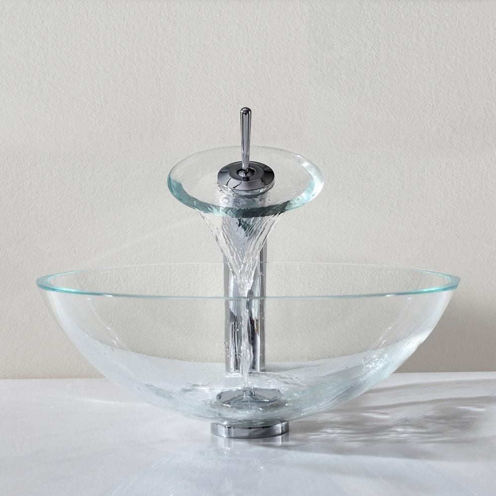 Single Hole 1-Handle Waterfall-Flow Bathroom Faucet in Chrome with Lever Handle