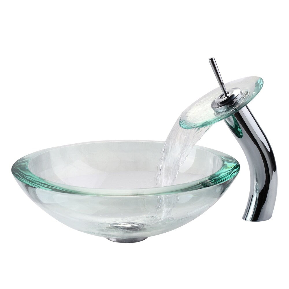 Single Hole 1-Handle Waterfall-Flow Bathroom Faucet in Chrome with Lever Handle