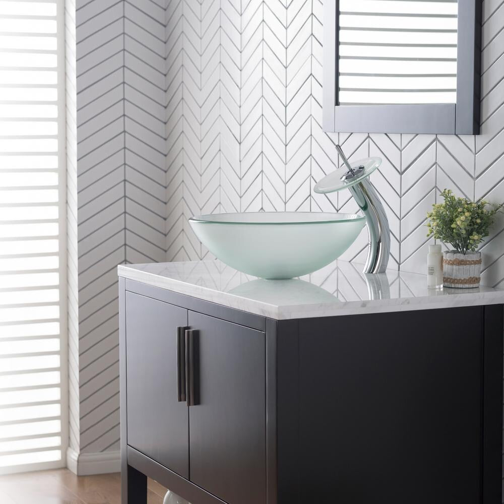 Single Hole 1-Handle Waterfall-Flow Bathroom Faucet in Chrome with Lever Handle