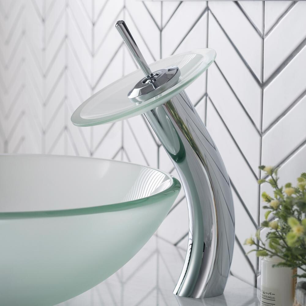 Single Hole 1-Handle Waterfall-Flow Bathroom Faucet in Chrome with Lever Handle