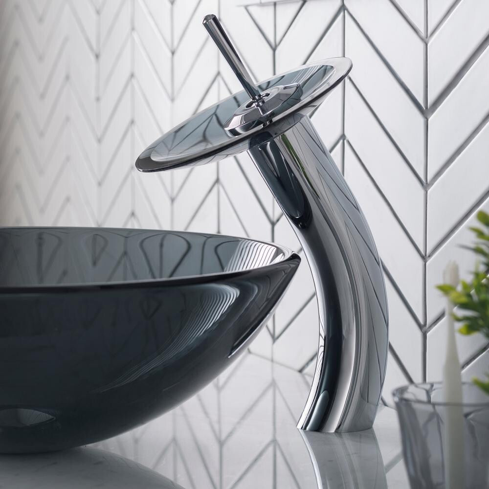 Single Hole 1-Handle Waterfall-Flow Bathroom Faucet in Chrome with Lever Handle