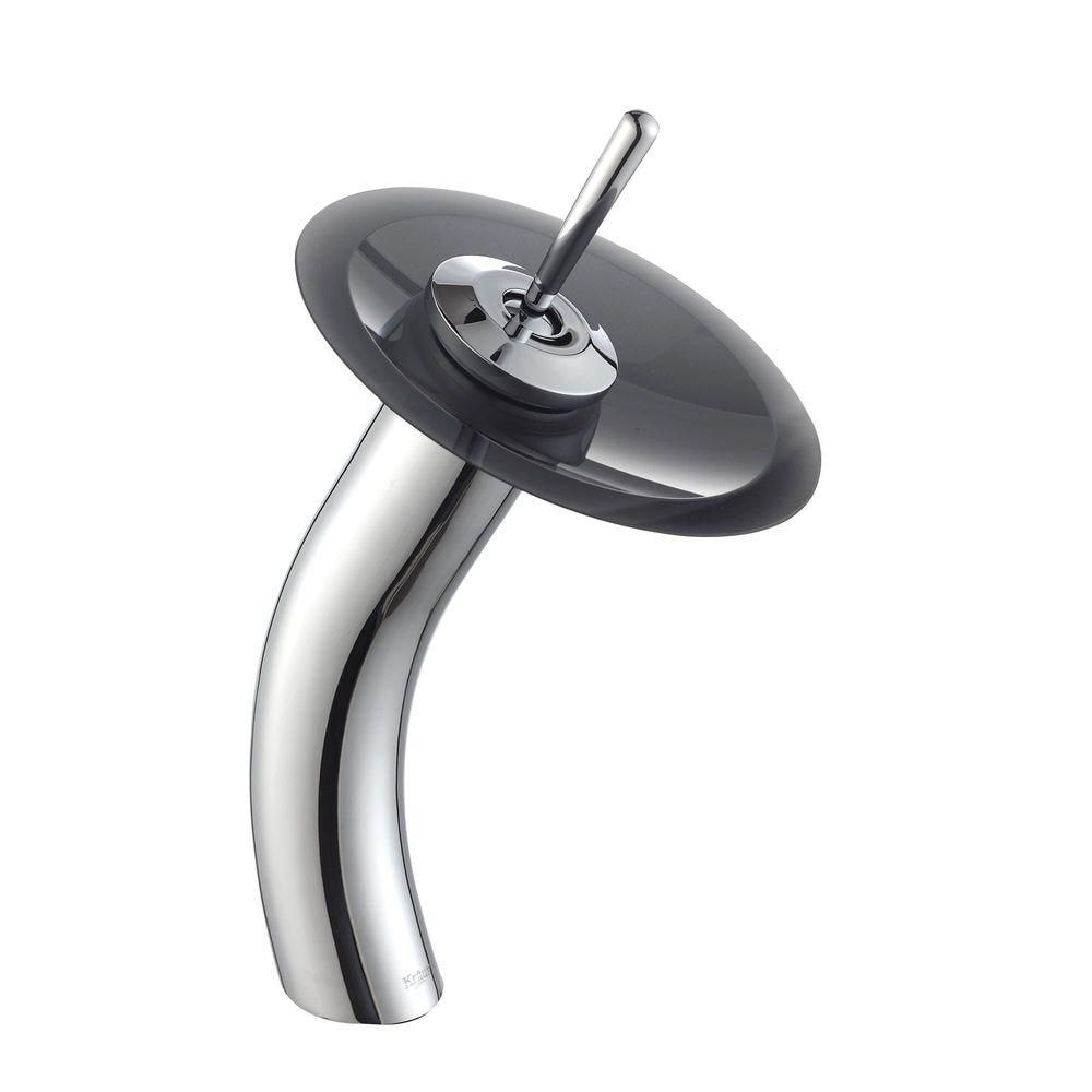 Single Hole 1-Handle Waterfall-Flow Bathroom Faucet in Chrome with Lever Handle