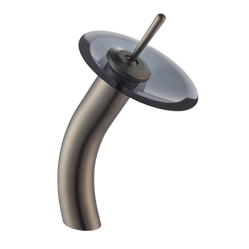 Single Hole 1-Handle Waterfall-Flow Bathroom Faucet in Bronze with Lever Handle