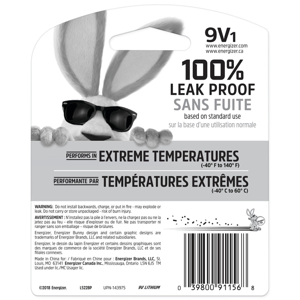 Piles au lithium Energizer Ultimate 9 V (1 paquet), piles au lithium 9 volts