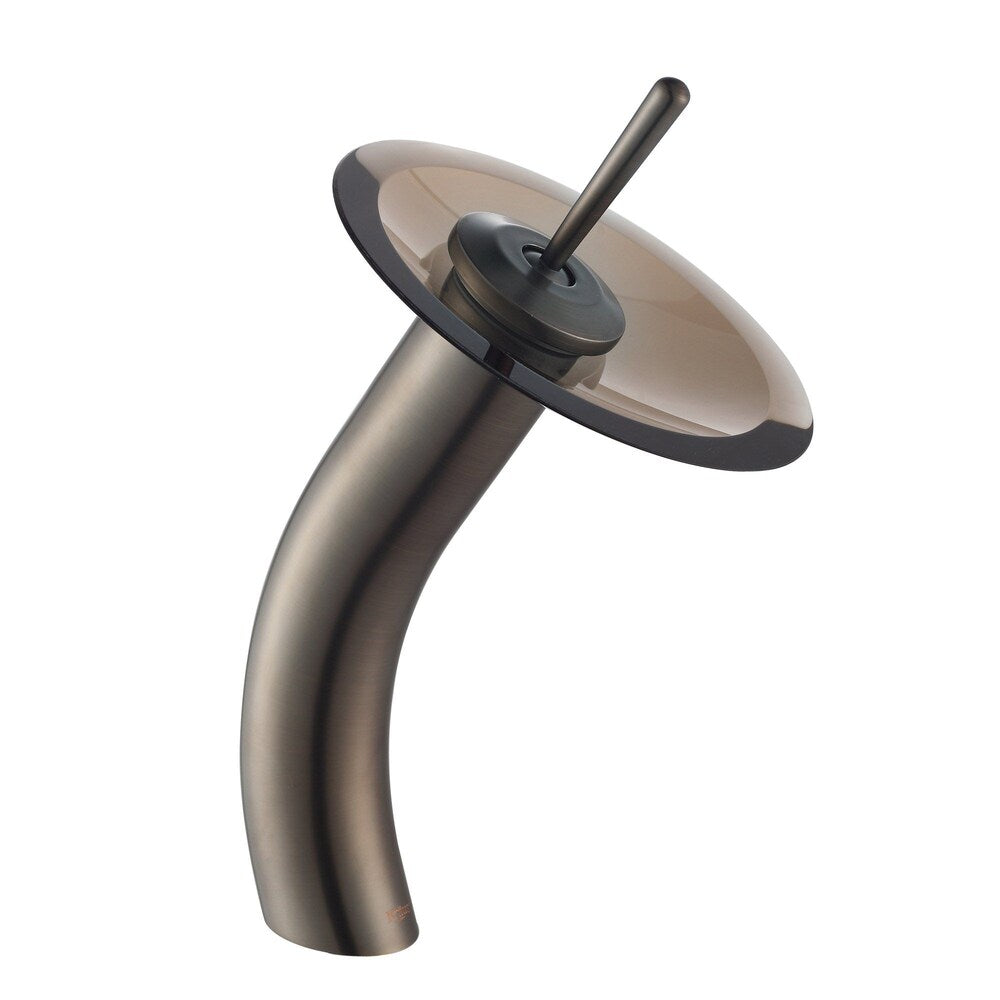 Single Hole 1-Handle Waterfall-Flow Bathroom Faucet in Bronze with Lever Handle