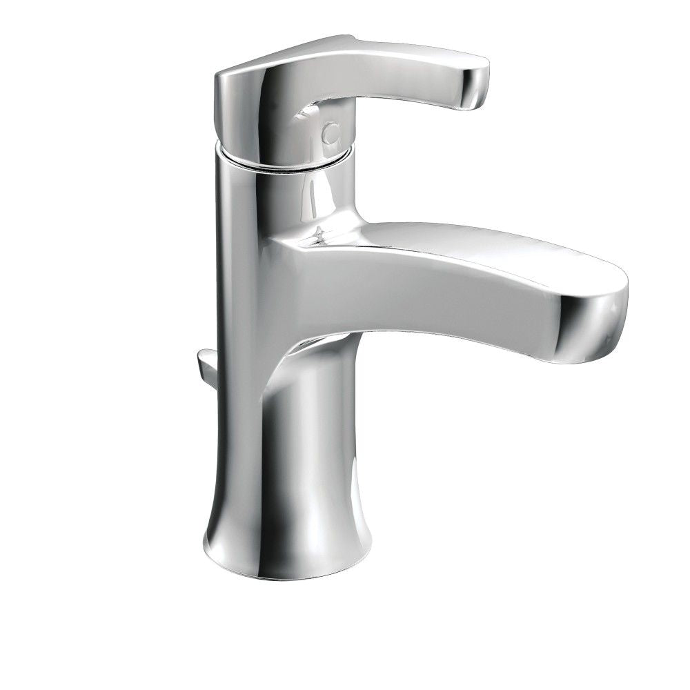 Robinet de lavabo de salle de bain à poignée unique Danika de 4 pouces avec plaque de pont en chrome (vidange et valve incluses)