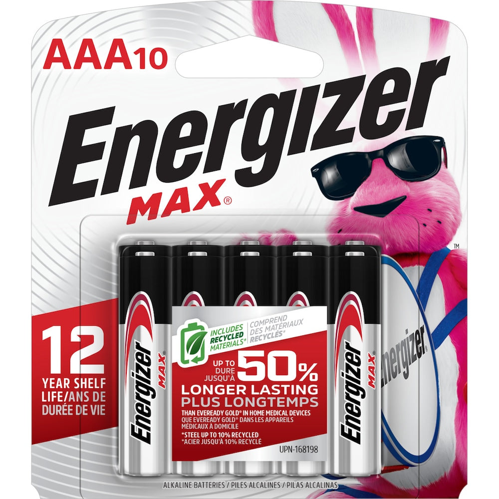 Piles AAA Energizer MAX (paquet de 10), piles alcalines triple A