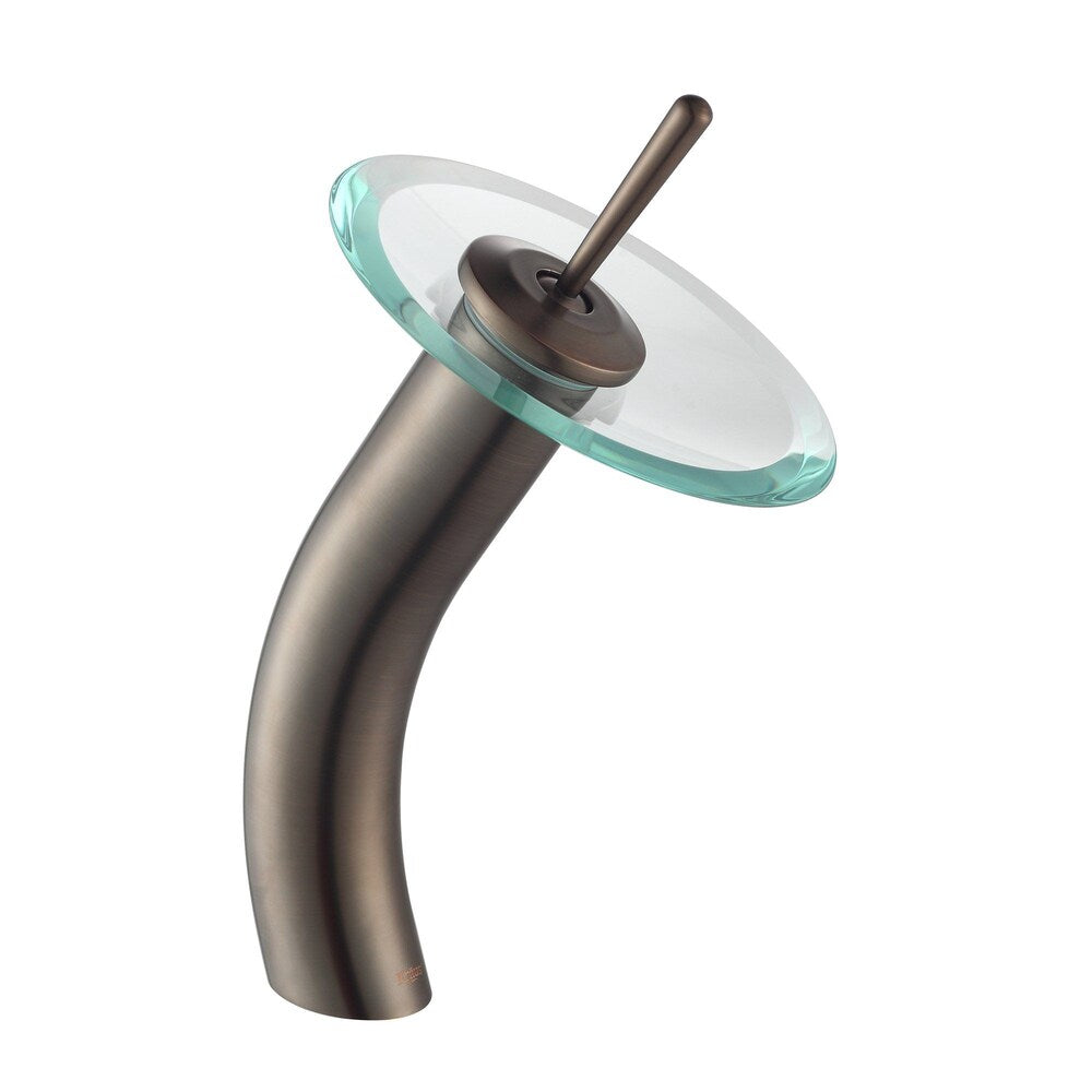 Single Hole 1-Handle Waterfall-Flow Bathroom Faucet in Bronze with Lever Handle
